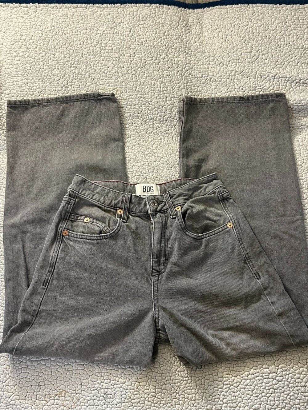 BDG Urban Outfitters -- grey cotton flared high rise jeans